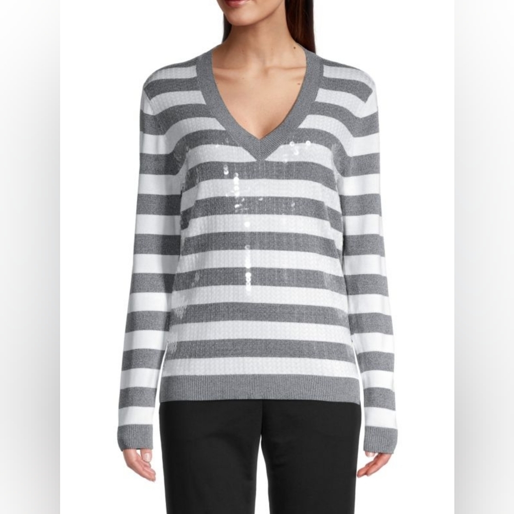Kobi Halperin Benita Sequin V neck Sweater L